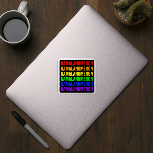 Kamalanomenon Kamala Nomenon Phenomenon, rainbow design. Distressed text in colorful letters. Kamalanomenon by Luxinda